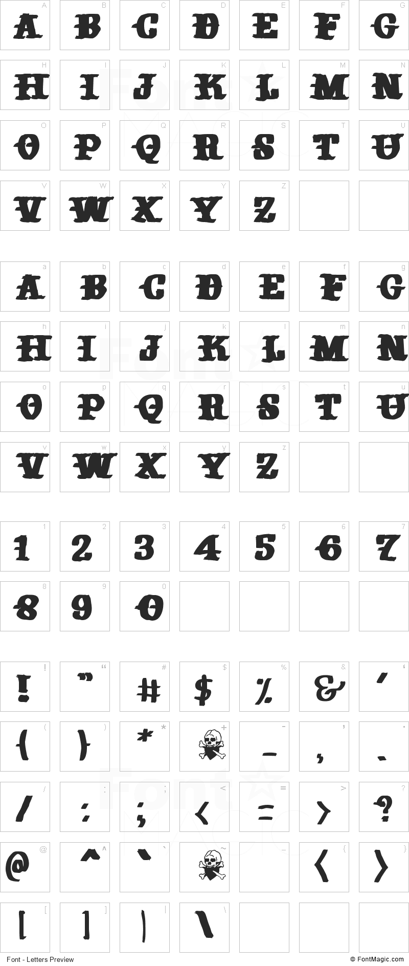 Old Sailor Font - All Latters Preview Chart